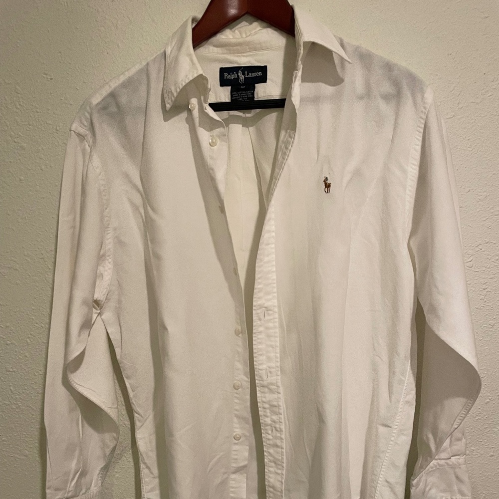 Ralph Lauren White Button Down Shirt Size 12
